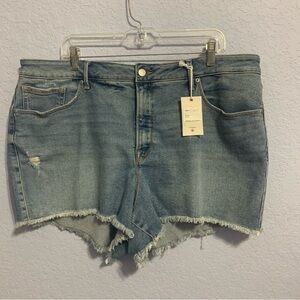 Good American Cut-Off Distressed Denim Shorts